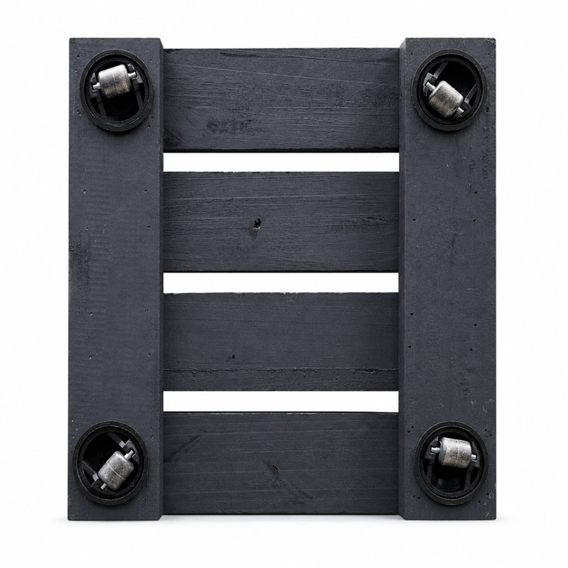 Ensemble de 2 roulettes carrées modernes pour l'intérieur / extérieur en bois d'acacia noir moderne / intérieur, Black