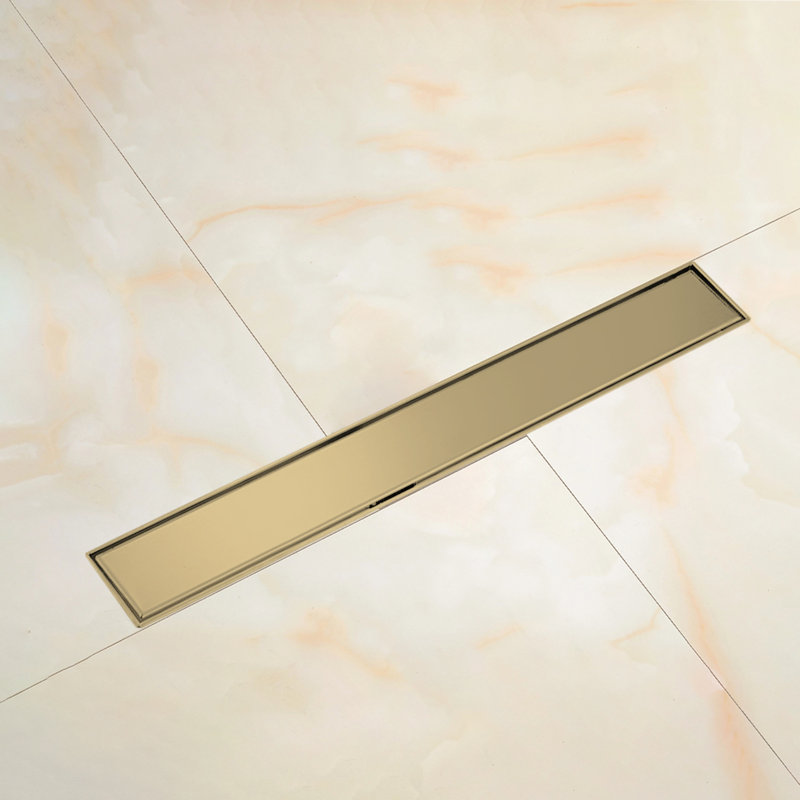 Linear Shower Drain With Leveling Feet, Brushed Gold