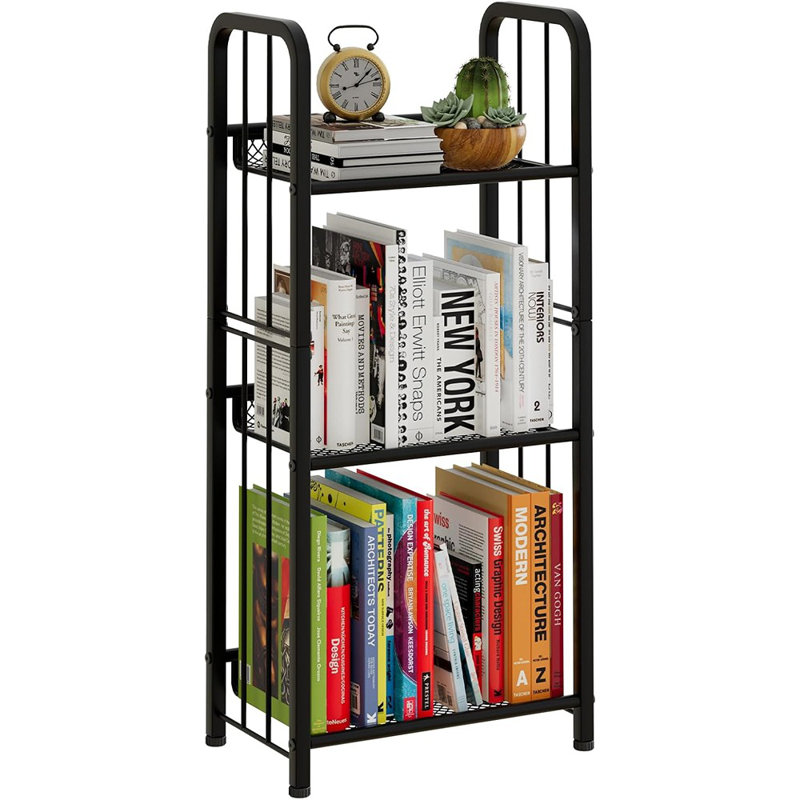 Bookshelf Storage Shelf Bookcase Freestanding Storage Stand For Living Room, Bedroom, Kitchen, Rust Resistance