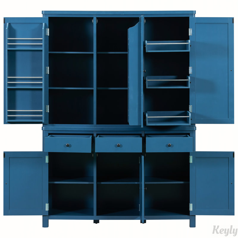 74.8''H High Freestanding Kitchen Pantry, 53''Lx20''W Large Cupboard Storage Cabinet with Door Shelves,Adjustable Shelves, Pull-out Trays and Drawers