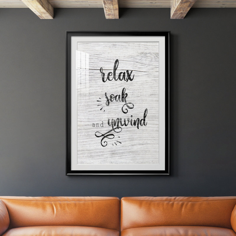 Relax Soak Unwind - cadre photo, art textuel, Noir, H 26,5 po x l 36,5 po x P 1,5 po
