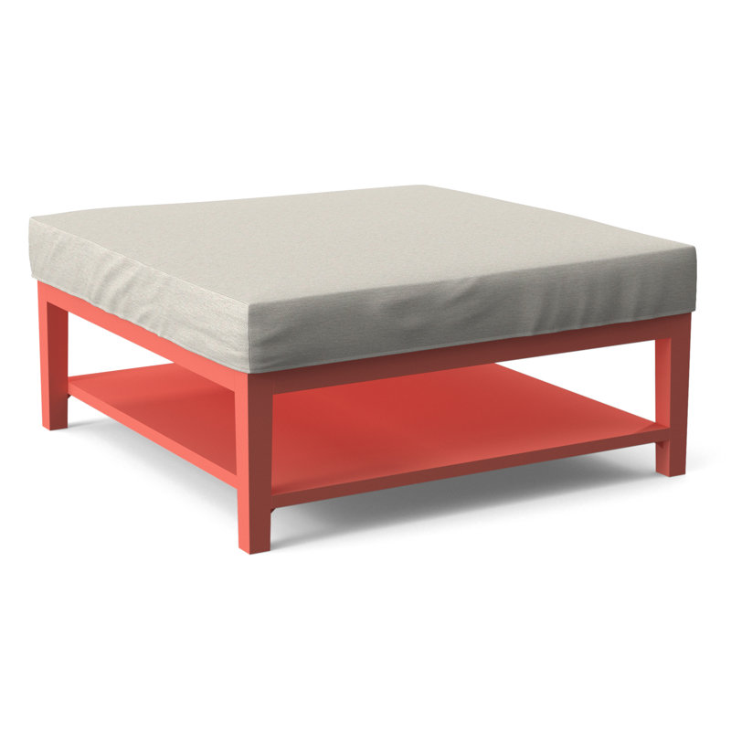 Hammond Square Ottoman, Antique Frost White Finish, White Performance Fabric; 0851-94