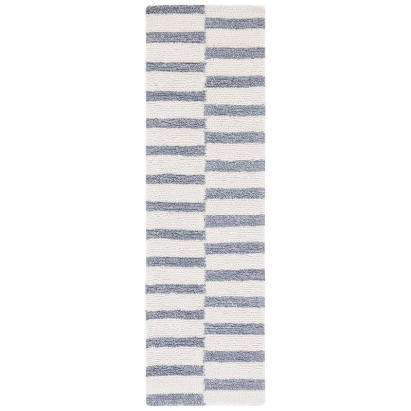 Ailsun Hand Tufted New Zealand Wool And Cotton With Latex Geometric Rug, Runner 2'3" x 8'