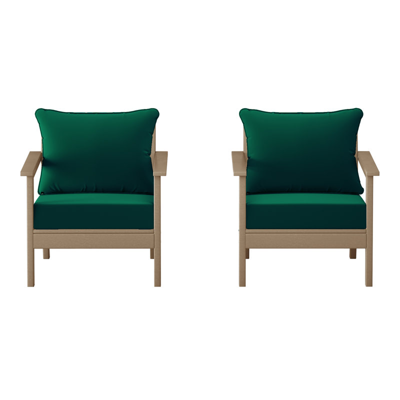 Chaise profonde avec coussins (ensemble de 2), Green, Marron clair