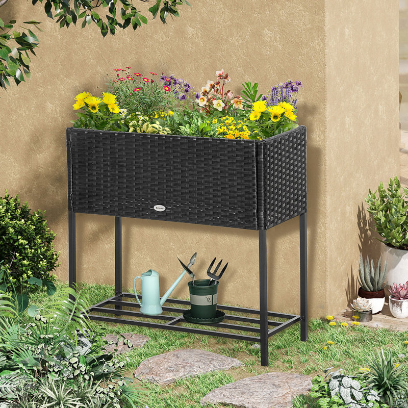 Elevated Garden Bed With Appearance, , For Gardening Lovers, Black, Tool Storage Available Plant Holder, Different Settings, Supply