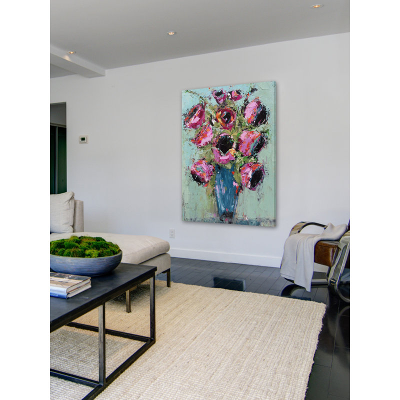 « brillante bouquet », reproduction d’art sur toile tendue encadrée, H 18 po x l 12 po x P 1,5 po