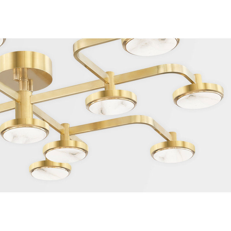 Meander 13 Light LED Chandelier, Aged Brass