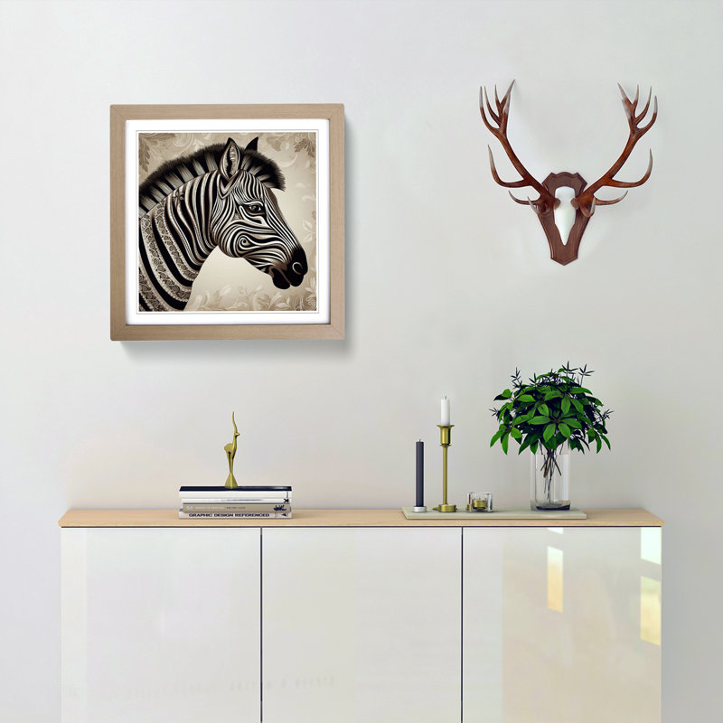 Zebra Ornamental - Framed Print, Oak Framed