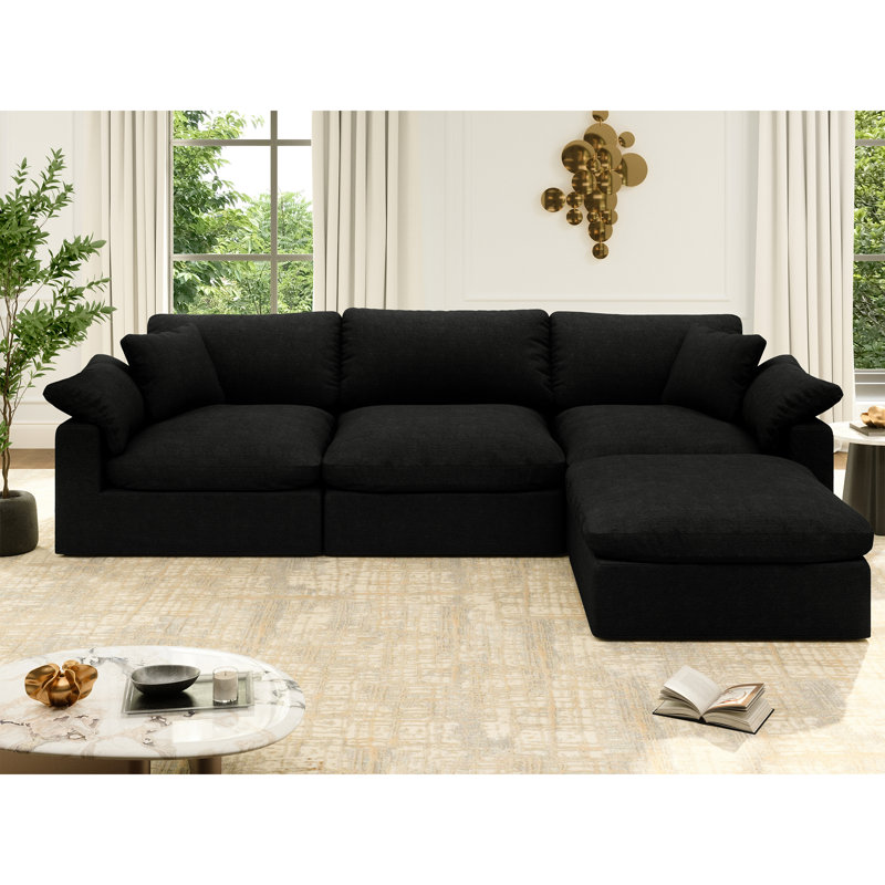 Canapé-lit modulaire Rawls, H 25,2 po x l 110,8 po x P 71,5 po, 4, Noir