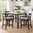 Pazy Counter Height Table, 48 Inch White Faux Marble Top, Black Legs