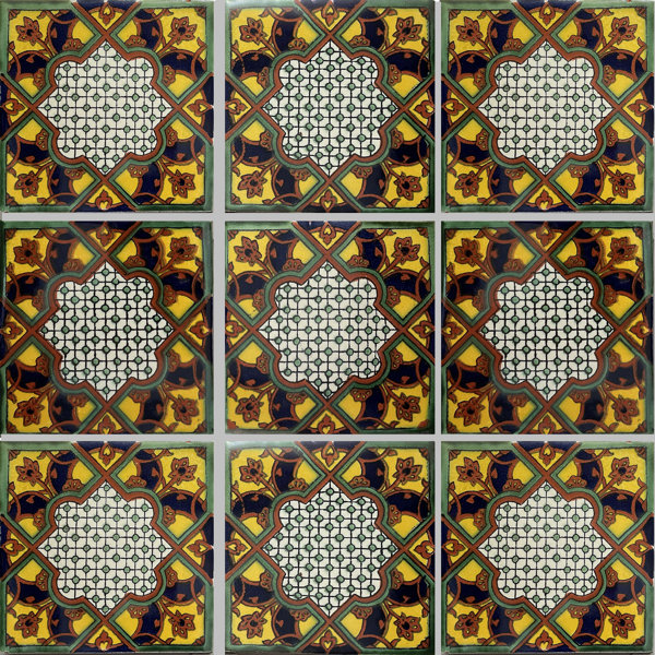 4.2" x 4.2" 9pcs TalaMex Azteca Talavera Mexican Tile