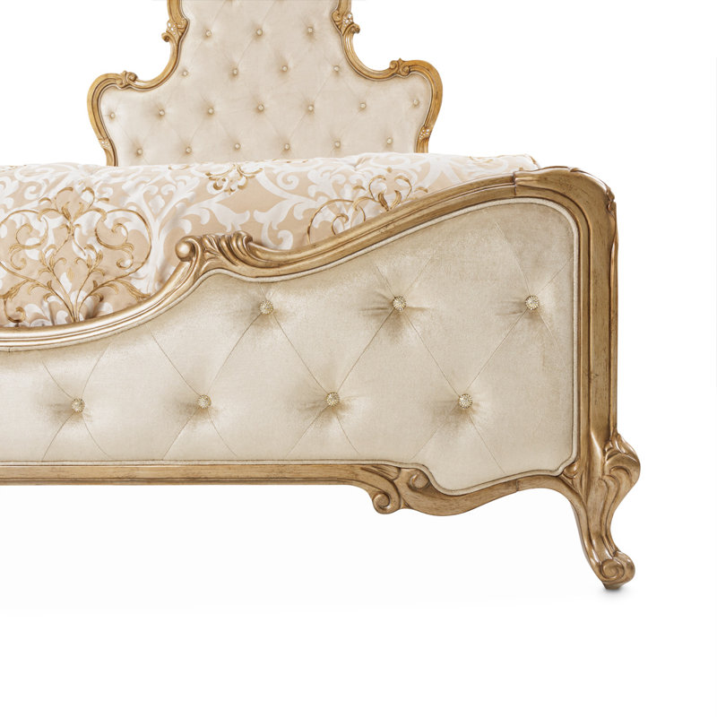 Velvet Scalloped Bed, King, Champagne