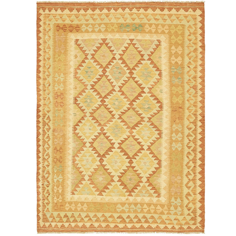 Tapis unique en laine noué à la main rouge nouvel âge 4 pi 10 po x 6 pi 8 po Elland
