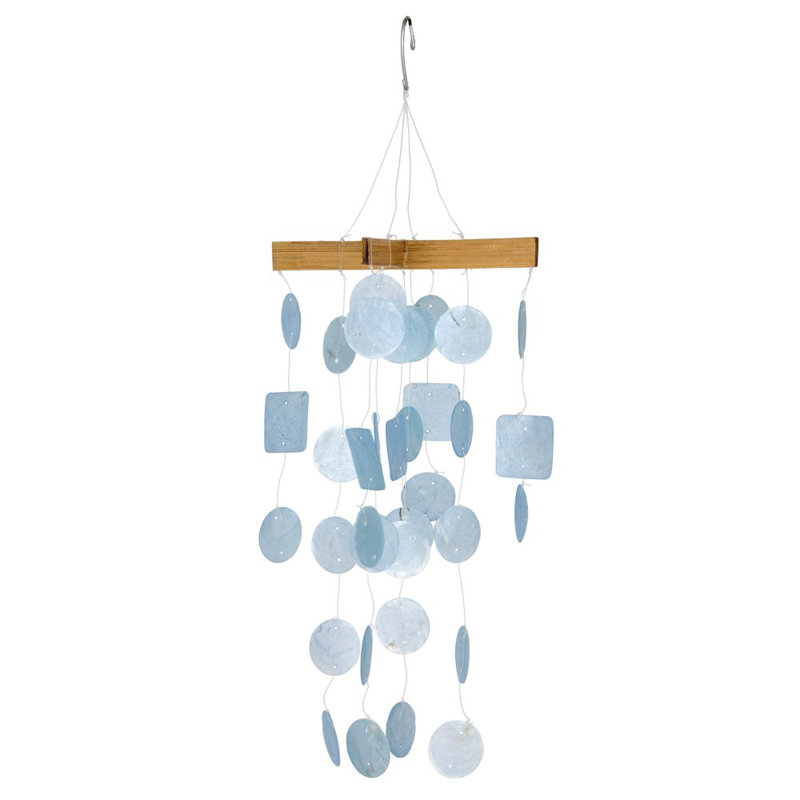 Capiz Wind Chime, Light Blue