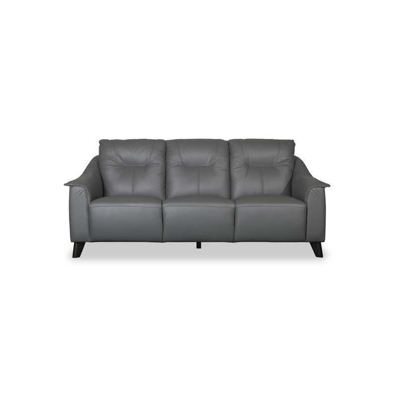 Naples Genuine Leather Sofa, Grey, 3
