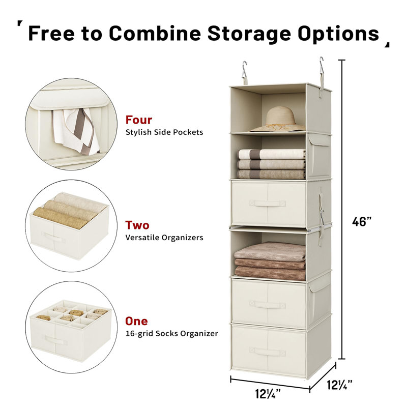 Organisateur de garde-robe à 6 tablettes, Beige