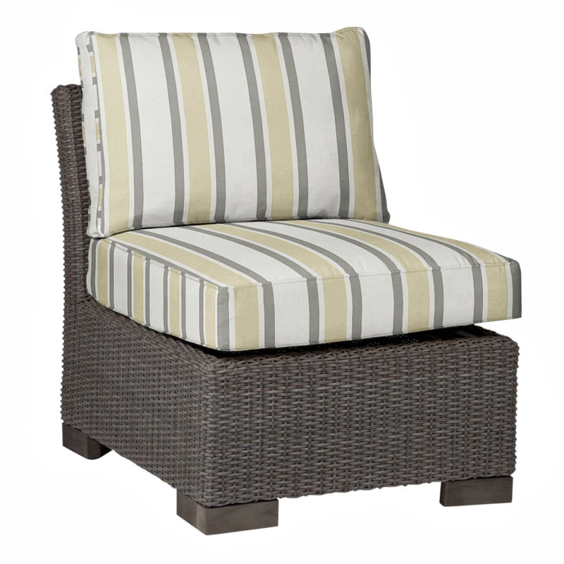 Club Patio Lounge Chair with Cushions, Welt, Rollo Cream, Black Walnut