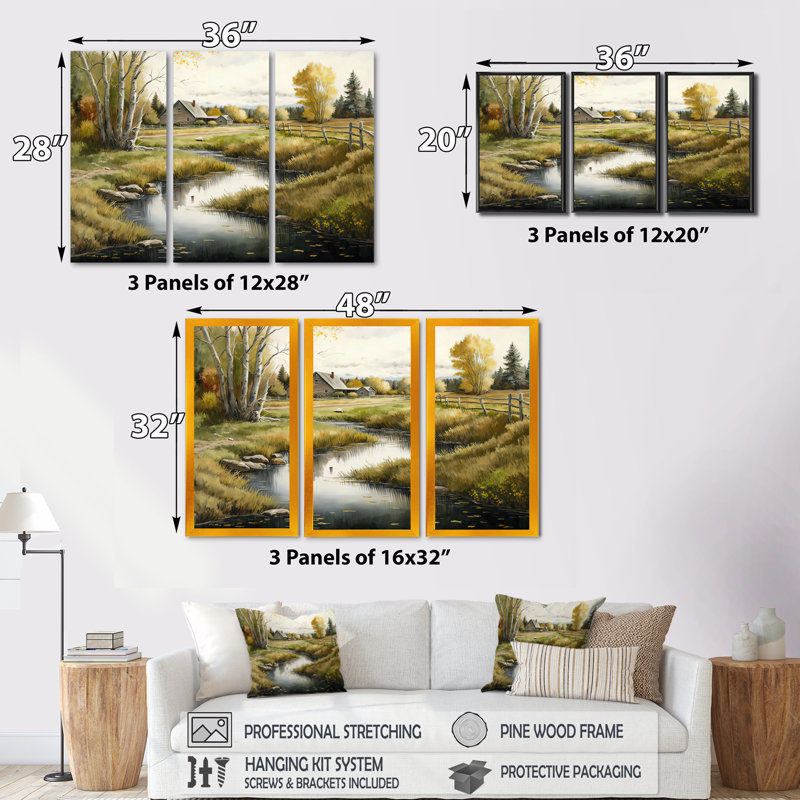 Calm Red Barn In Winter II - ensemble d'art mural sur toile Farmhouse, H 32 po x l 48 po x P 1 po, Cadre noir