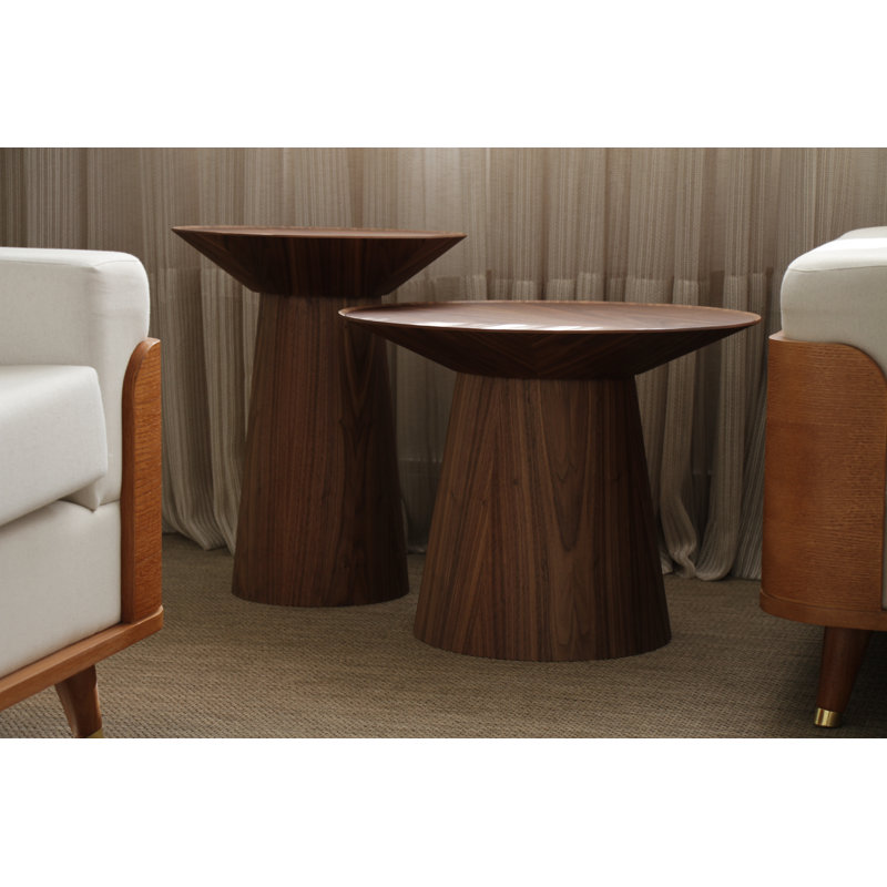 Conic End Table, Teak, 17.91" H x 23.62" W x 23.62" D