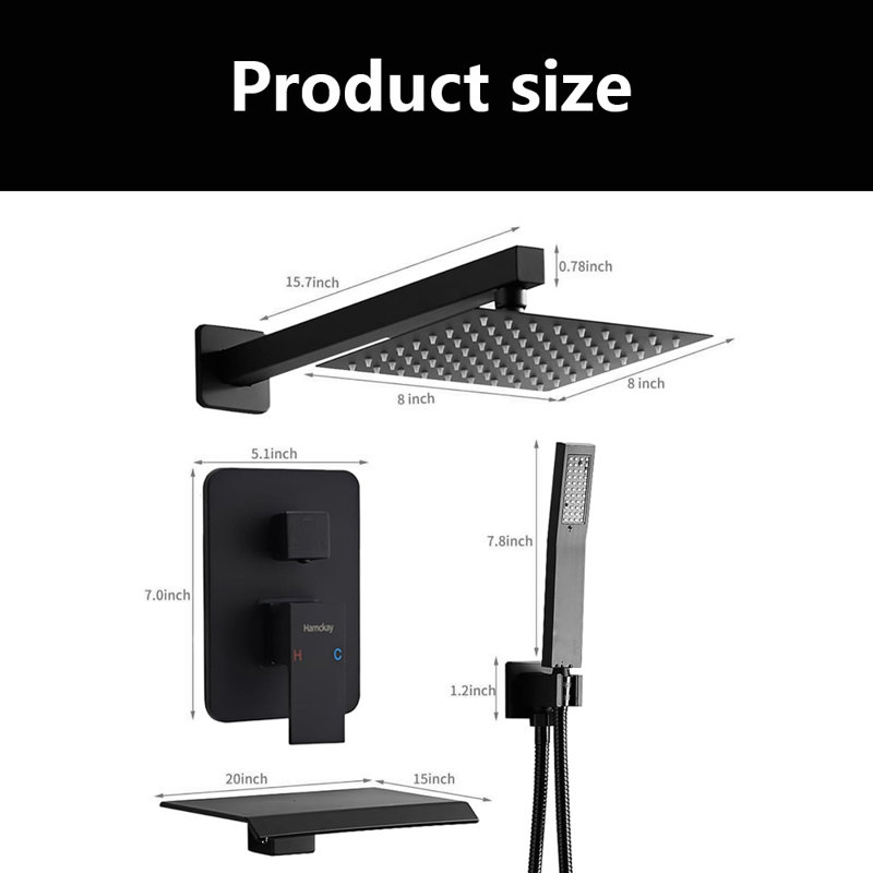 Shower Faucet Set With Rain Shower Head And Handheld Spray