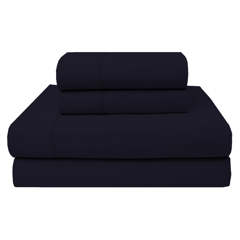 Kal 100% Cotton Sheet Set, Navy, Queen
