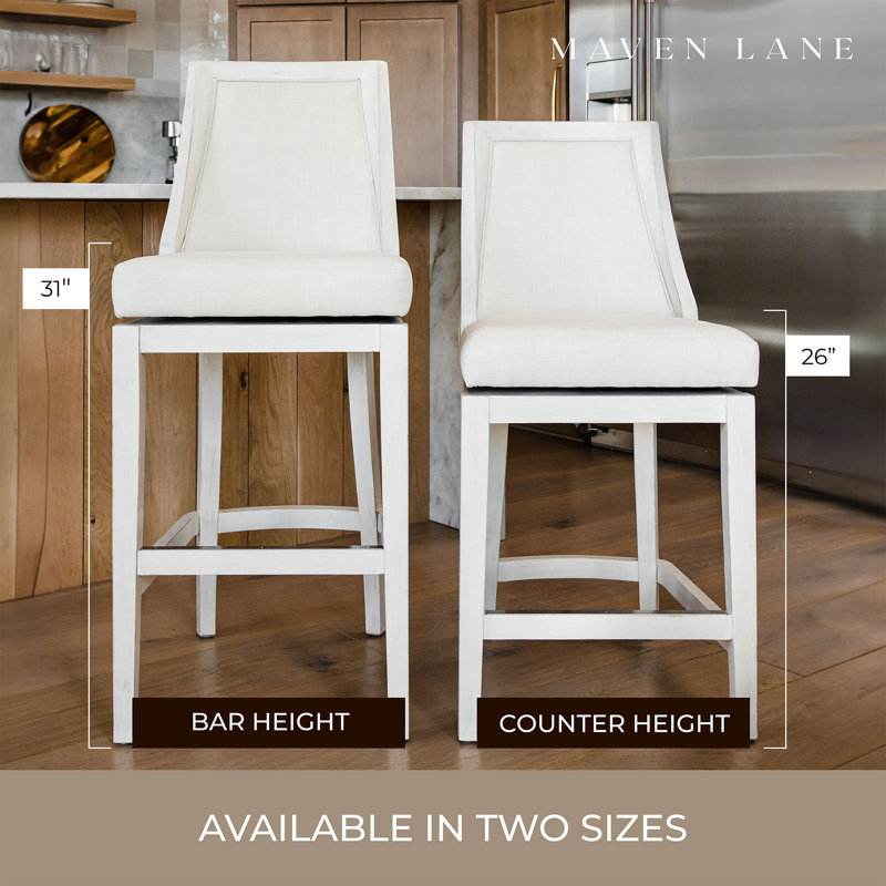 Vienna White Oak Swivel Bar Stool with Upholstered Seat
