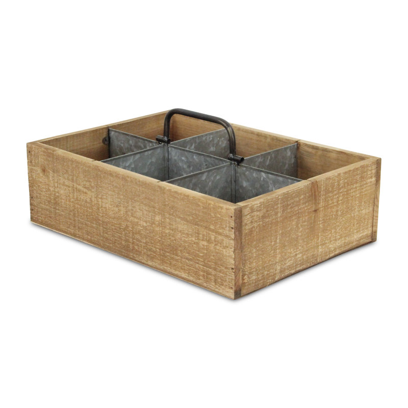Caisse en bois massif 6 fentes, Brun