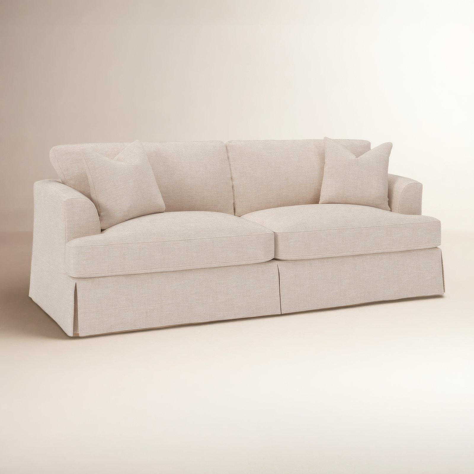 Lucia 92.5'' Upholstered Sleeper Sofa, Lena Sand Performance Linen Blend