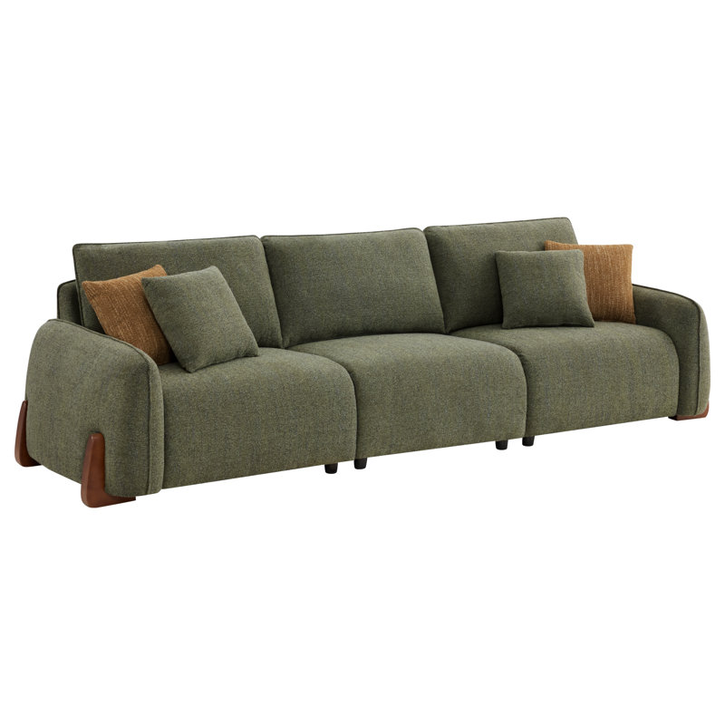 Canapé modulaire rembourré 125 po avec pieds en bois 125 po, Vert forêt