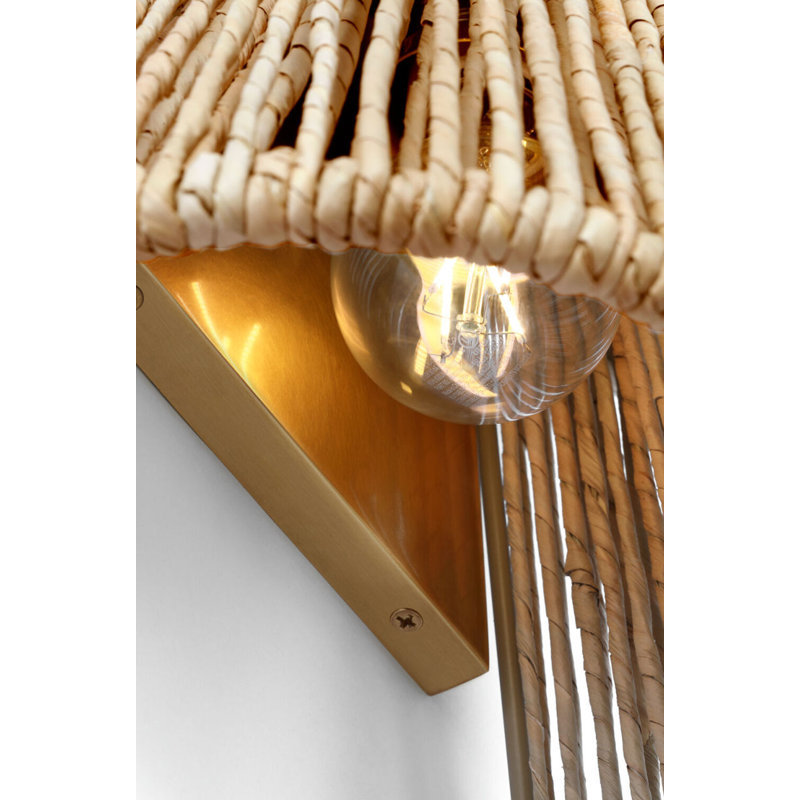 Antigua 20" Sconce in Natural Abaca, Antique-Burnished Brass