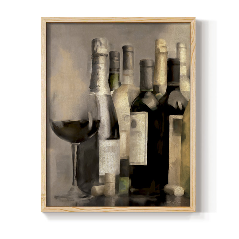 Wine Shelf II Framed Print - Solid Wood, Natural, 11" H x 9" W