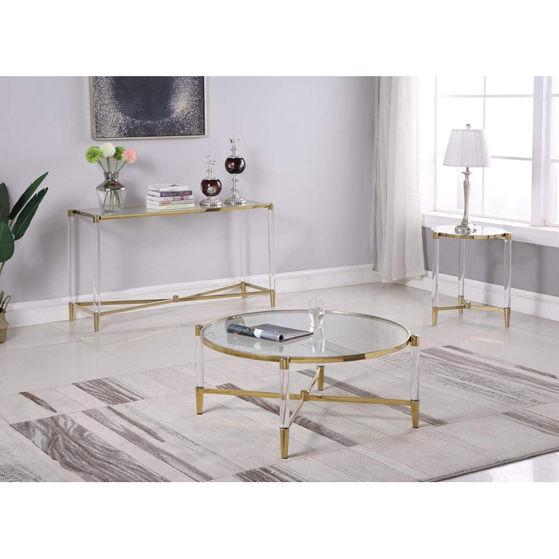 Raymiah Glass Top End Table