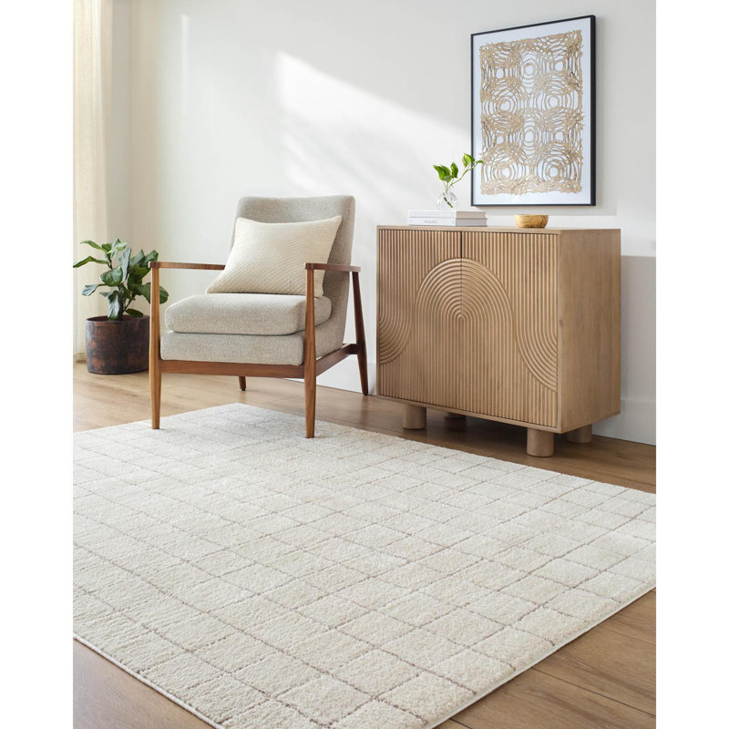 Tapis ivoire à poils longs Our PNW Home x Livabliss Boho Scandi, Rectangle 7 pi 10 po x 10 pi