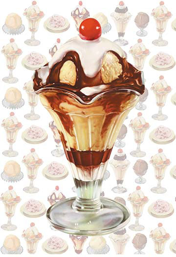 « hot fudge gâteau », affiche rétro