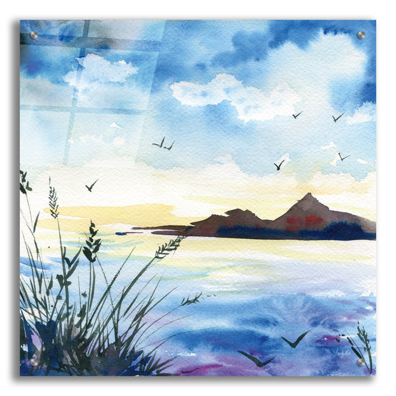 Art mural en verre Dusk 'par Kristy, H 24 po x l 24 po x P 0,2 po