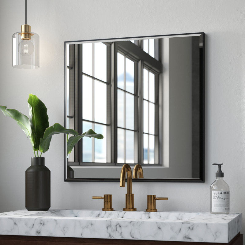 Logsdon Flat Mirror, Black, 28" x 28" 