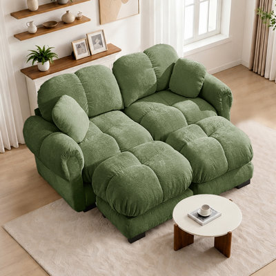 Modern Comfort Chenille Cloud Sofa, Ergonomic Design Bottom for Living Room Bedroom Apartment