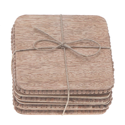 Veton Wood Square 4 Piece Coaster Set