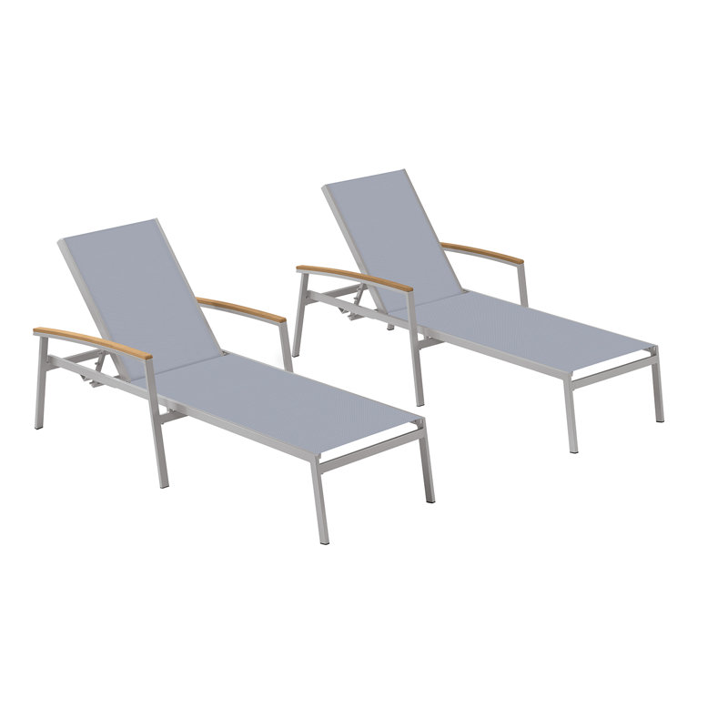 Travira Outdoor Chaise Lounge, Tekwood Natural, Titanium Basketweave, Flint