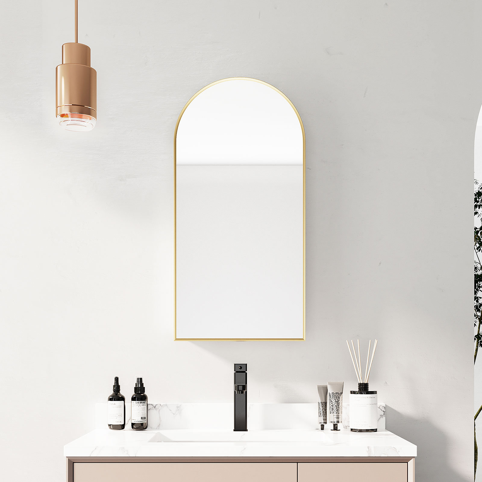 Mercer41 Surface Mount Frameless Arched 1 Door Medicine Cabinet 
