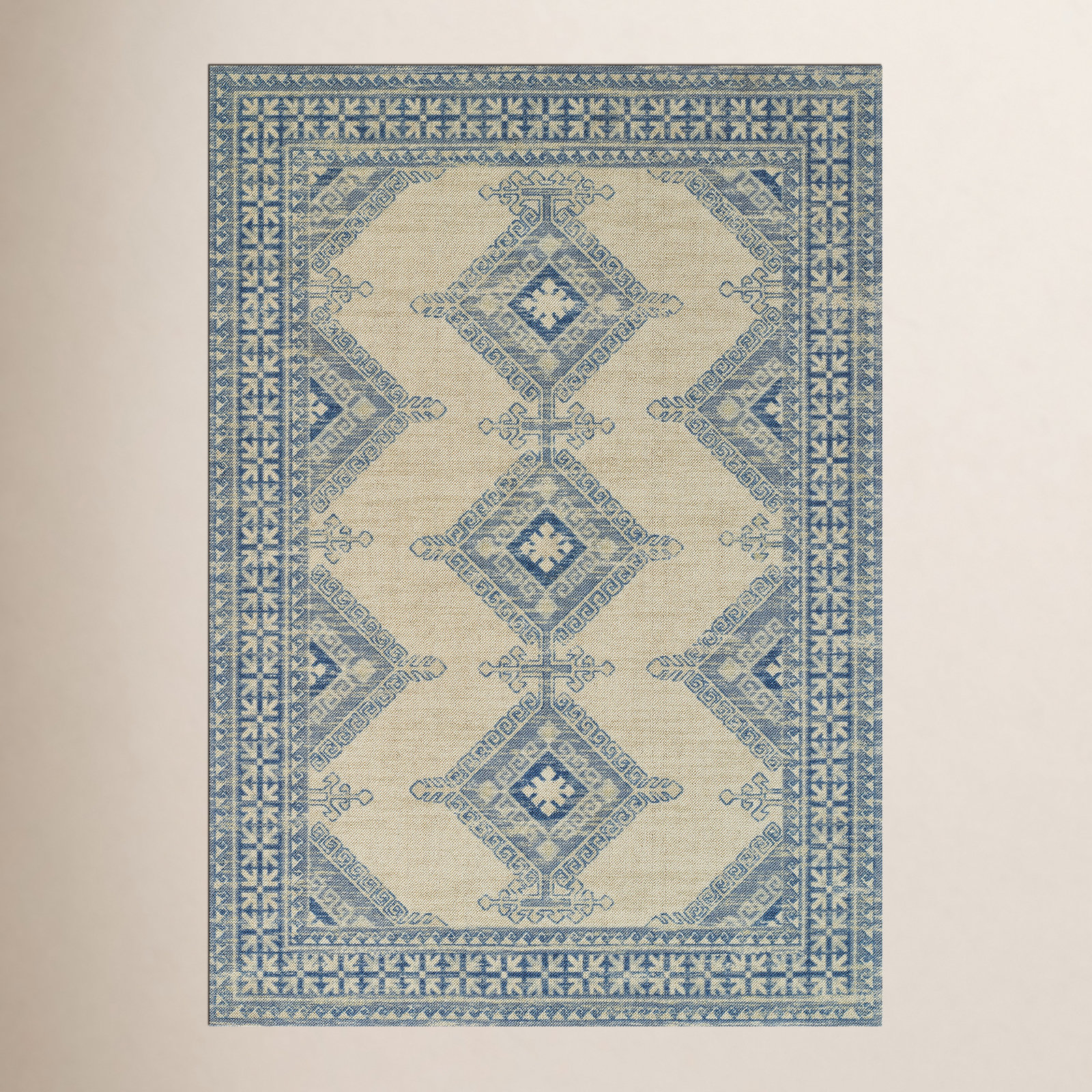 Aldona Blue Ivory Oriental Rug, Rectangle 9'9" x 12'6"