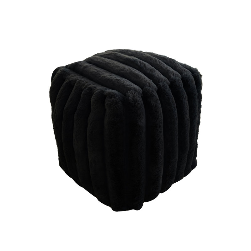 Magnuson Ultra Soft Ribbed Faux Fur Indoor Pouf, Black