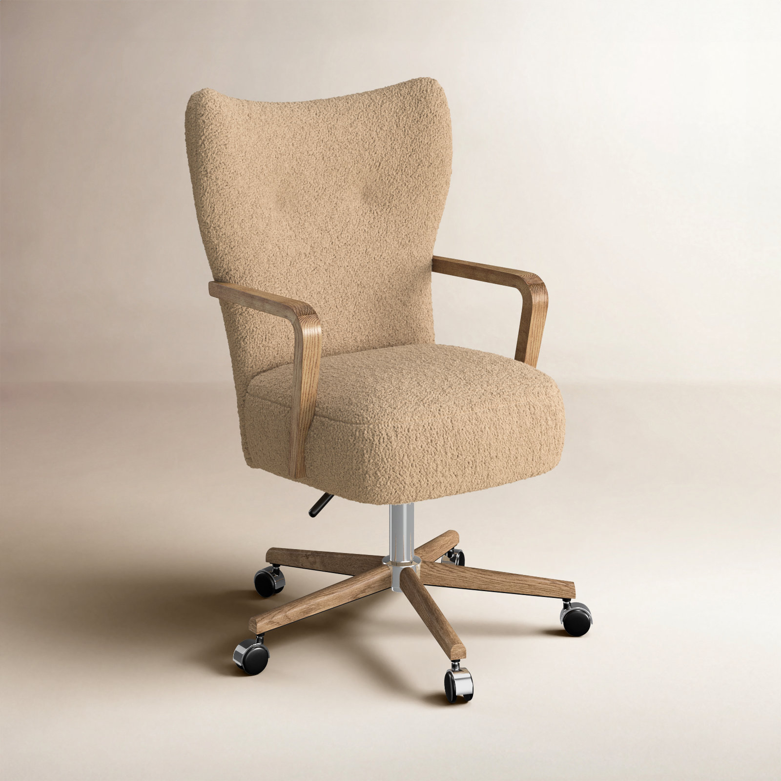 Billinghurst Swivel Office Chair, Sheepskin Camel