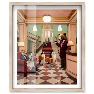 «Grand Beast», hall d'entrée Shadowbox Animal Glam Art par Notoriart, cadre en chêne naturel, H 46 po x l 37 po