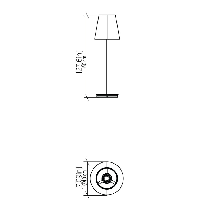 Conical Buffet Table Lamp, 23.6" H x 7.09" W x 7.09" D, Organic White