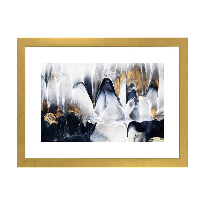 «Abstract Flow II» par Elisabeth Fredriksson - reproduction imprimée, H 24 po x l 32 po x P 1 po, Papier doré
