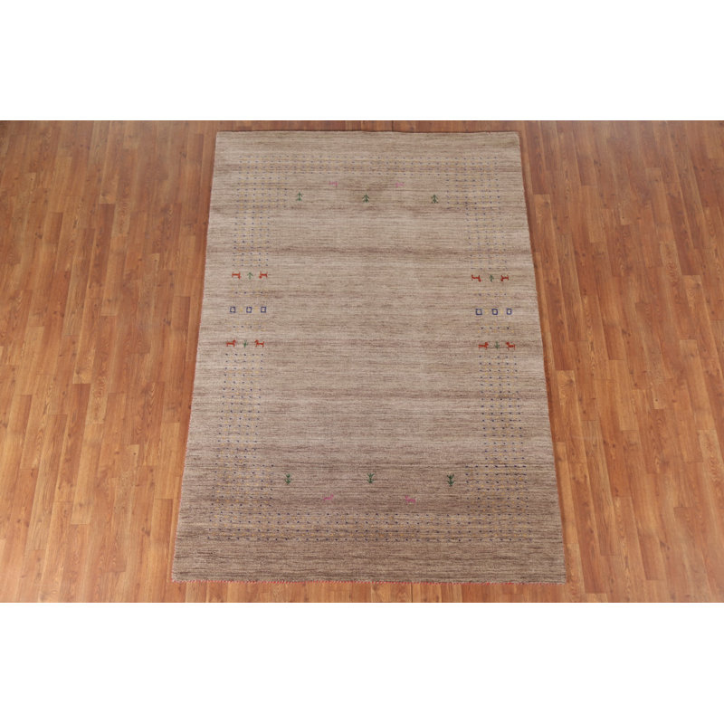 Brown Tribal Gabbeh Indian Area Rug 5x8