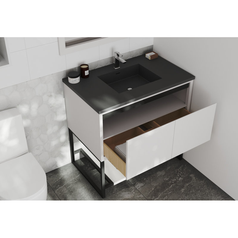Ensemble de meuble-lavabo simple 36 po Riey, LXDV1126, Blanc
