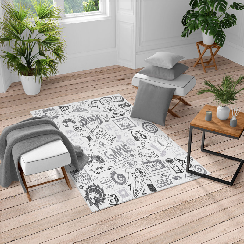 Tapis gris pâle, Rectangle, de 3 pi 11 po x 5 pi 10 po