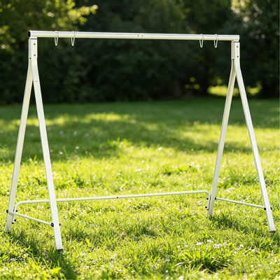 White Metal Porch Swing Stand, Heavy Duty Hanging Chair Frame, 528 LBS Weight Capacity, for Patio Backyard Lawn Playground